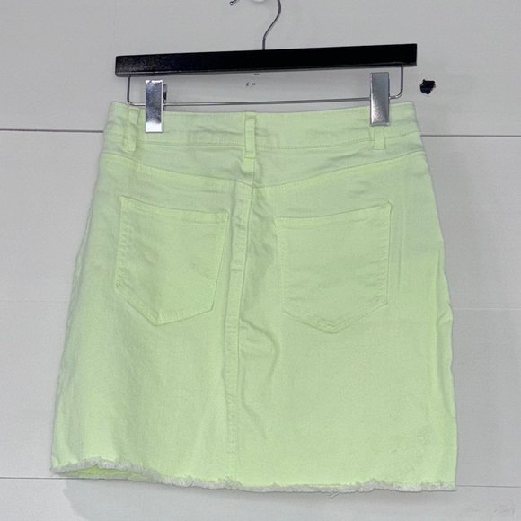 GB Gianni Bini Denim Mini Skirt Stretch Fluorescent Yellow/Lime M - Picture 4 of 5